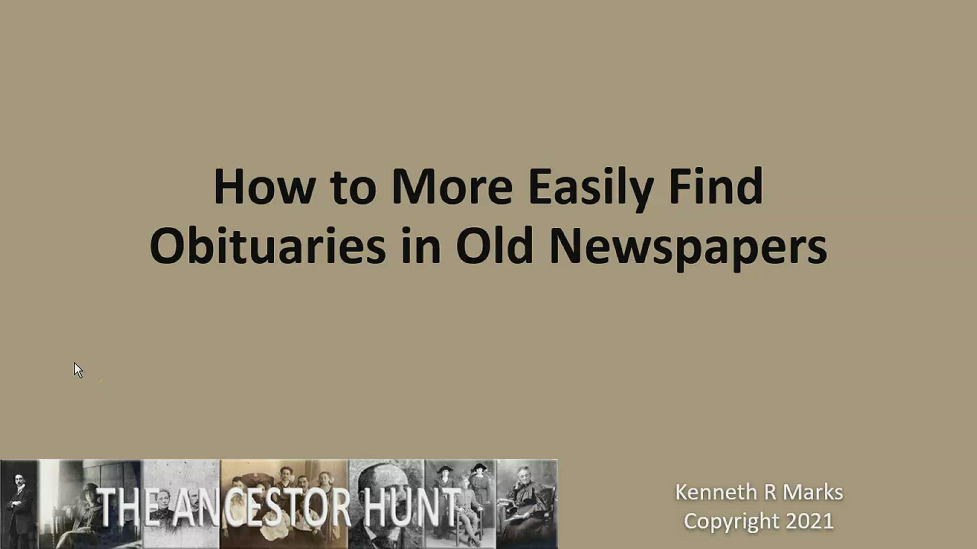 'Video thumbnail for 	 How to More Easily Find Obituaries in Old Newspapers '