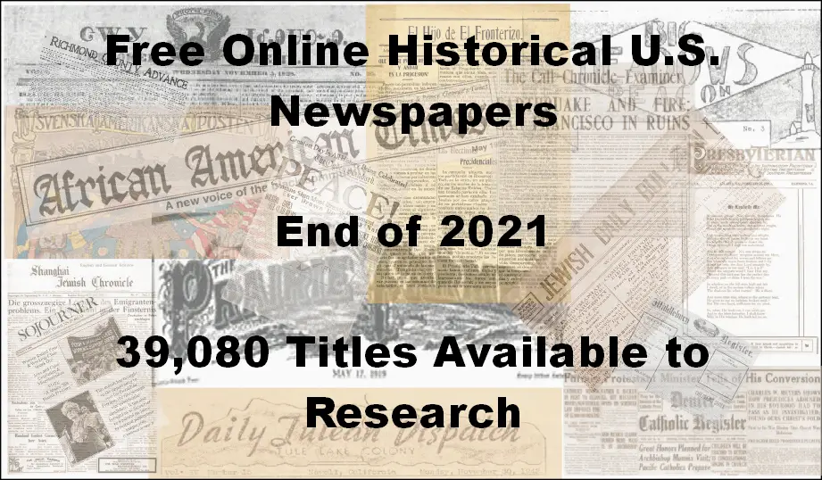 Almost 40,000 Free Online Historical U.S. Newspapers Now Available to ...