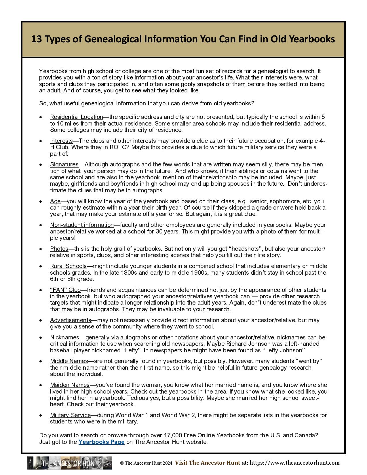 13 Types of Genealogical Information You Can Find in Old Yearbooks