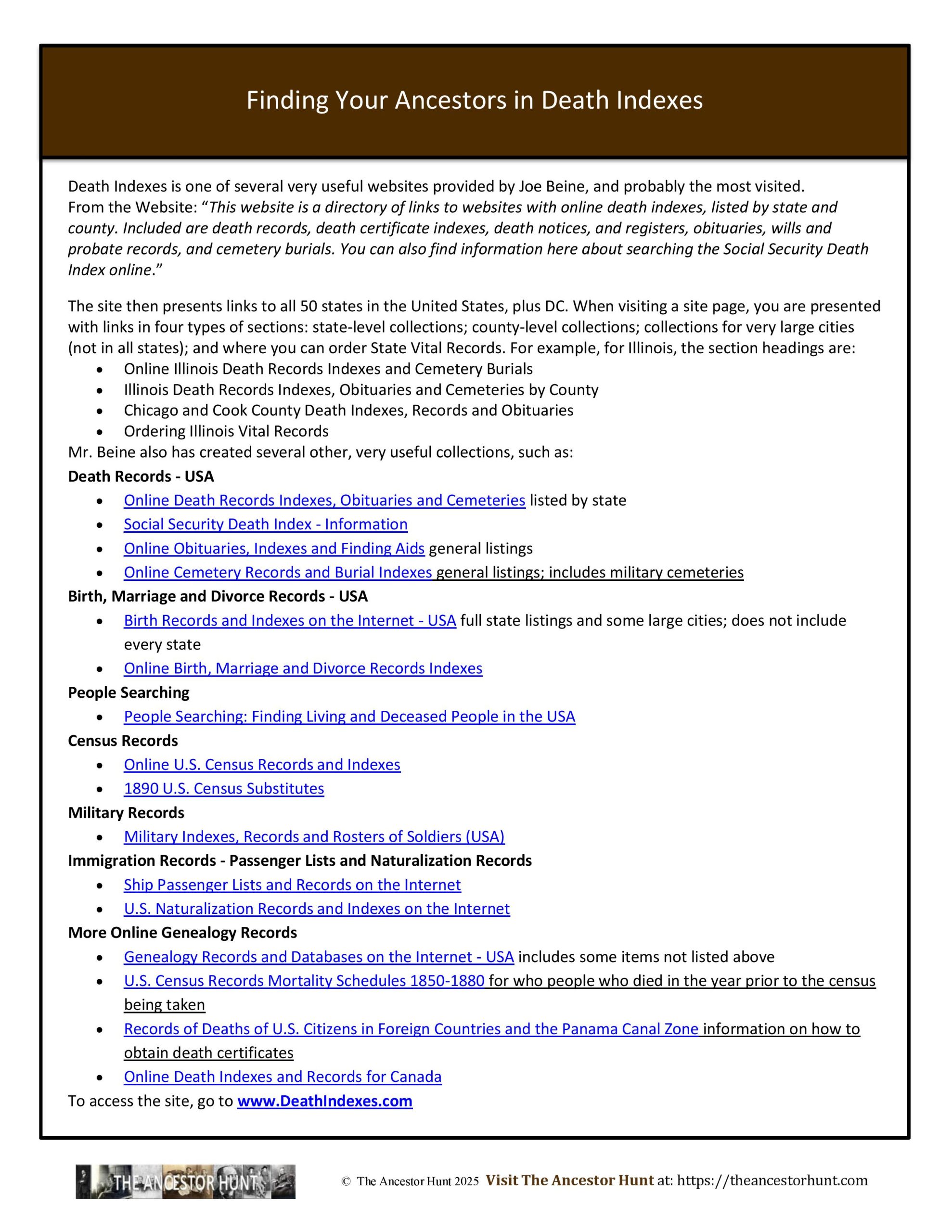 Finding Your Ancestors in Death Indexes - The Ancestor Hunt